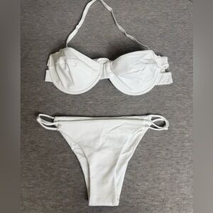 Tavik Women’s White Bikini Set Underwire Top & Bottoms Size Medium Ribbed NWOT